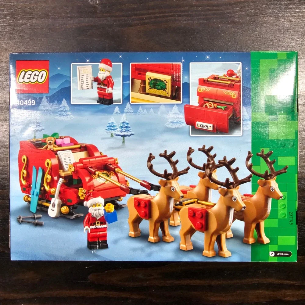 New! LEGO Santa's Sleigh Christmas Toy Set with Reindeer & Claus Figurine 40499‎
